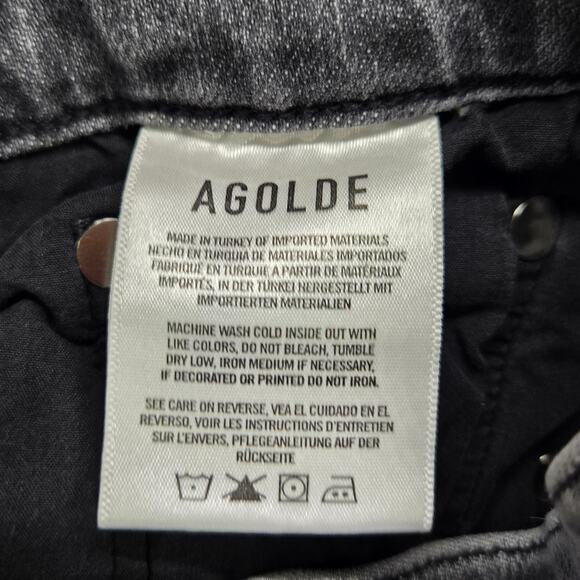 Agolde Nico High Rise Slim Jeans Womens 31 Raw Hem Ankle Button Fly Chime Gray - Picture 5 of 11